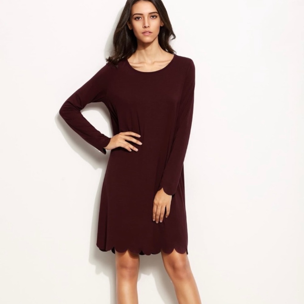 Scallop Trim Shift Dress